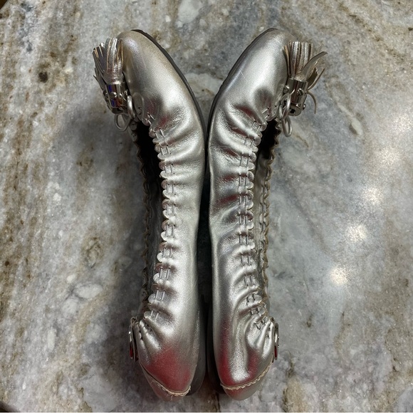 Tory Burch Silver Reva Tassel Ballet Flats Women’s - Picture 3 of 9